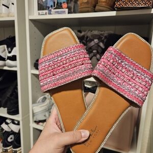 Steve Madden Pink Woven Slide Sandals